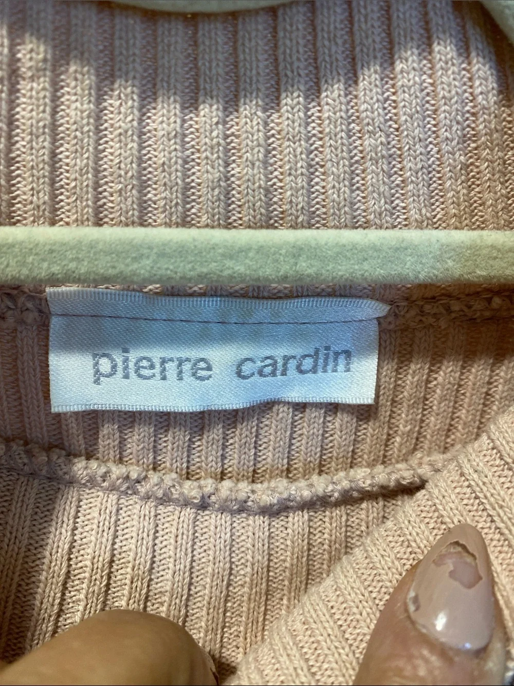 Pierre Cardin Ribbed Mock Neck Sweater in Soft Pink Fits M